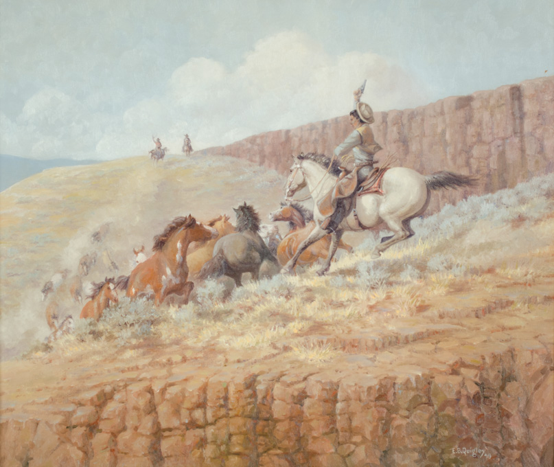 Appraisal: EDWARD B QUIGLEY OIL ON CANVAS Oregon - Excitement horse