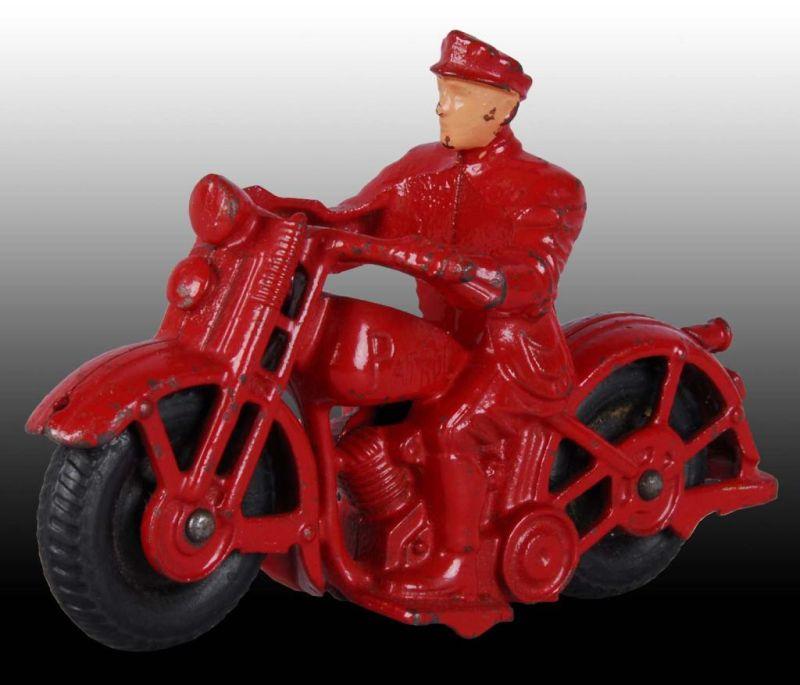 Appraisal: Cast Iron Hubley Patrol Motorcycle Toy Description Policeman rider Black