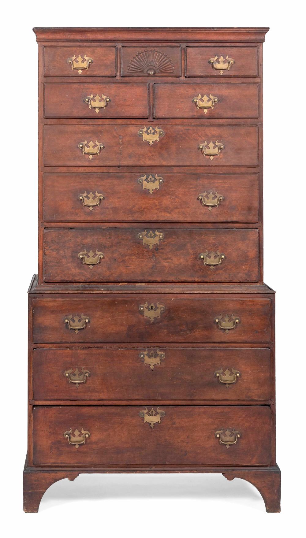 Appraisal: DIMINUTIVE CHIPPENDALE CHEST-ON-CHEST WHITE VALLEY CENTRAL MASSACHUSETTS CIRCA HEIGHT WIDTH