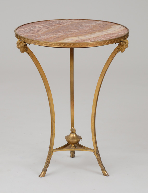 Appraisal: LOUIS XVI STYLE ORMOLU GU RIDON With a circular agate-inset