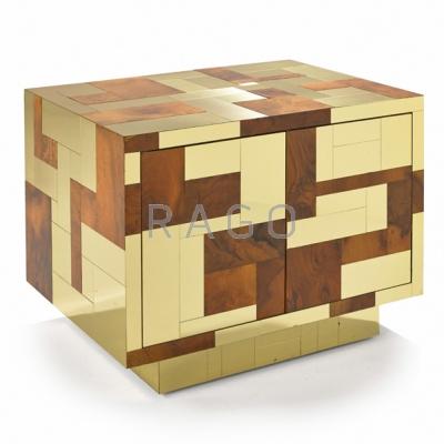 Appraisal: PAUL EVANS - DIRECTIONAL Cityscape cabinet USA s Brass maple