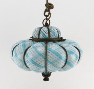 Appraisal: Mid Century Seguso Murano Latticino Caged Art Glass Hanging Light