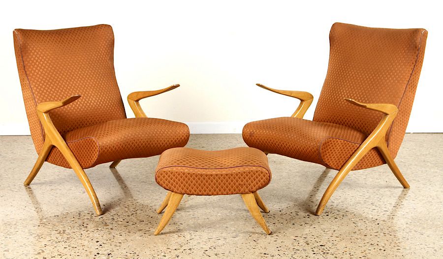 Appraisal: PR VLADIMIR KAGAN STYLE UPHOLSTERED CHAIRS C A pair of