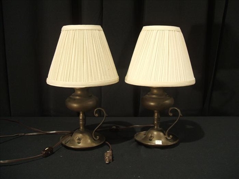 Appraisal: PAIR MODERN METAL OIL STYLE LAMPS th c electrified h