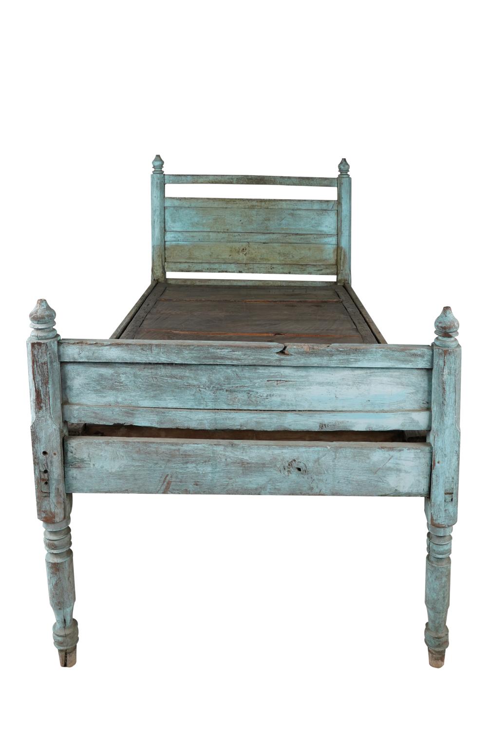 Appraisal: INDONESIAN PAINTED WOOD DAY BEDCondition with paint loss cracks and