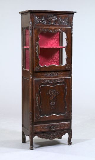 Appraisal: French Provincial Steel-Mounted Carved Beechwood Bonnetiere in the Louis XVI