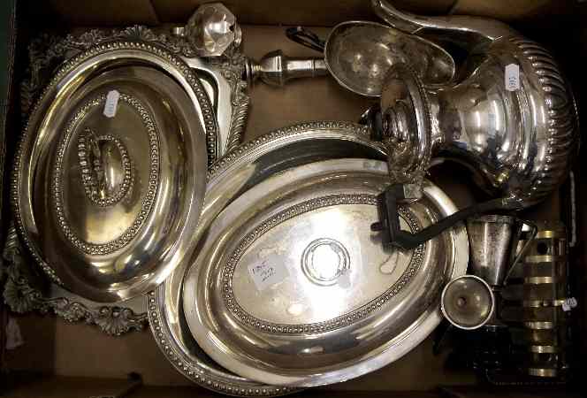 Appraisal: A collection of Silver Plated items comprising tray two tureens