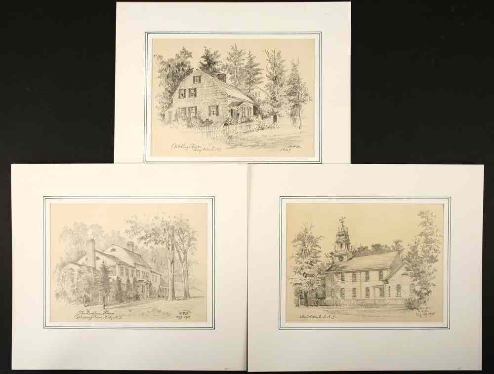 Appraisal: PENCIL DRAWINGS - Long Island New York Landmarks initialed 'G