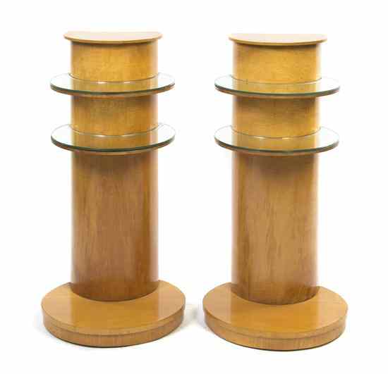 Appraisal: A Pair of English Art Deco Maple Side Tables each