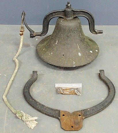 Appraisal: - Cast iron th c farm bell signed indistinctly x