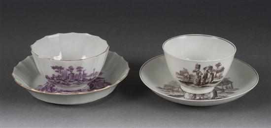 Appraisal: Two Worcester porcelain tea bowls and saucers Dr Wall Period