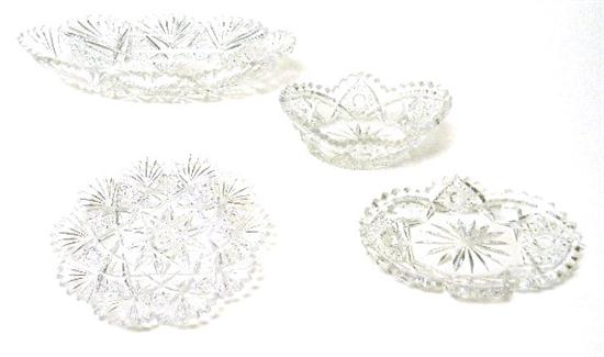 Appraisal: Four pieces of cut glass including two oval bowls plate