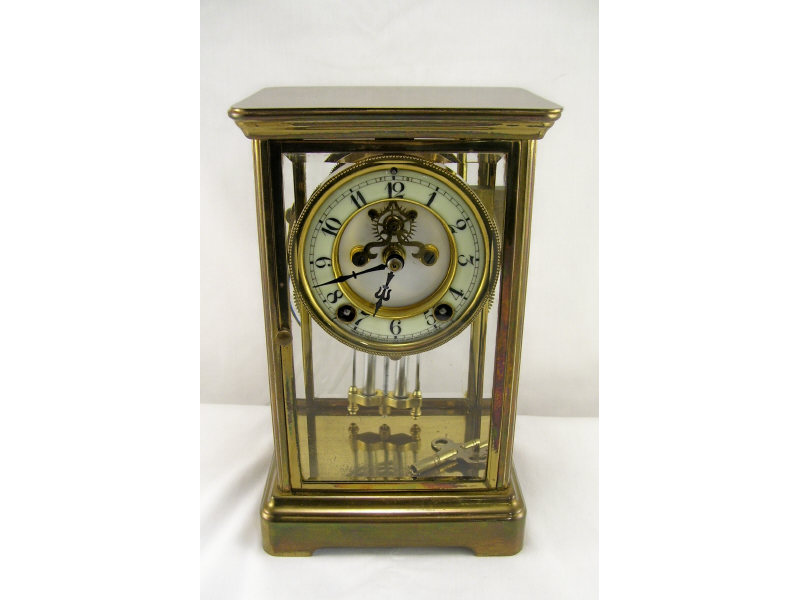 Appraisal: New Haven Carriage Clock Four beveled glass panels front and