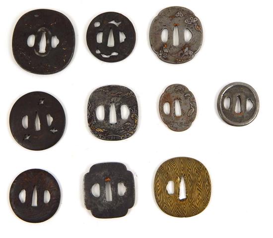 Appraisal: ASIAN ten Japanese tsuba th th C mixed metals and