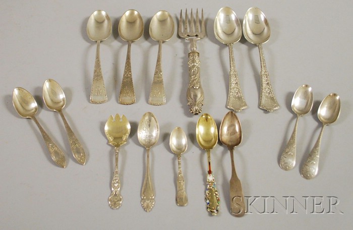 Appraisal: Approximately Fifteen Silver Flatware and Serving Items a pair of