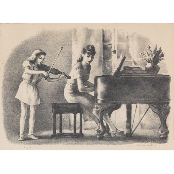 Appraisal: Andree Ruellan - Duet at Home c lithograph x pencil