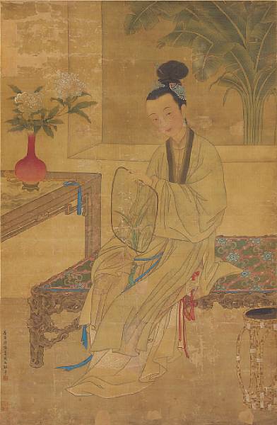 Appraisal: After Tang Yin - A Beauty with a Fan th