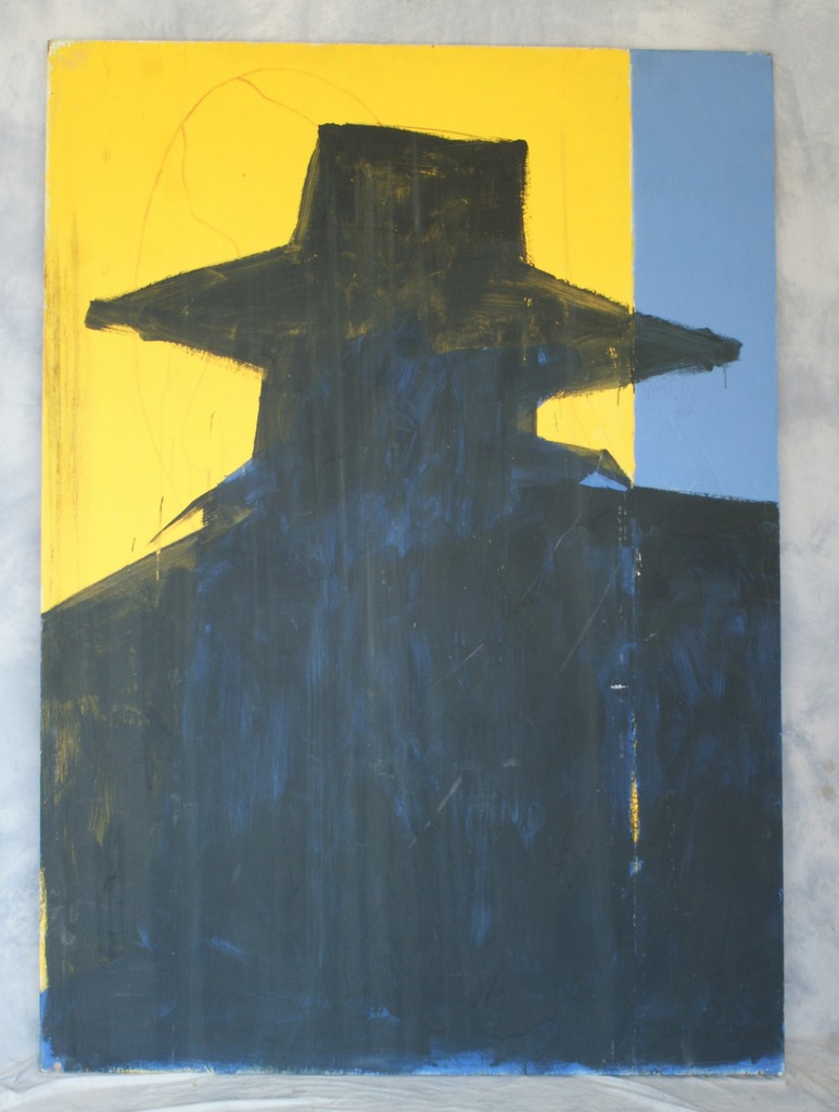 Appraisal: Tom Bostelle American PA - oil on lauan Black silouette