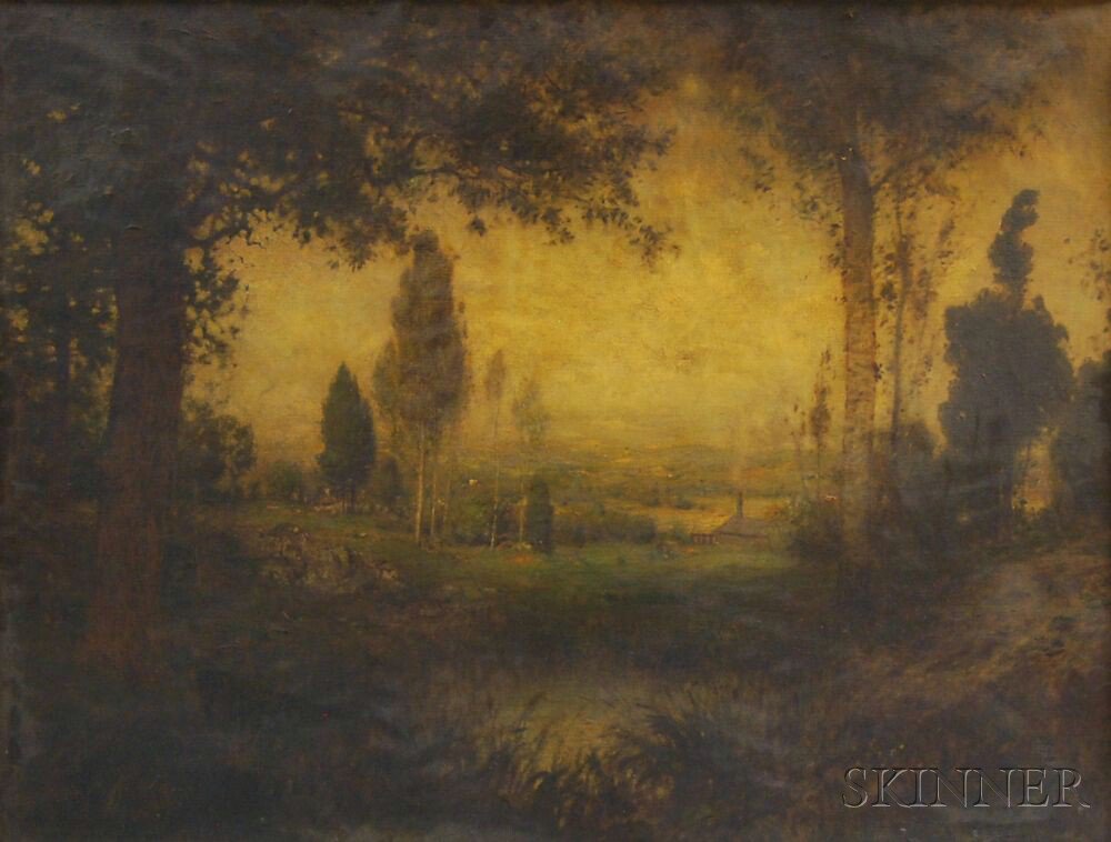 Appraisal: American School th Century Autumn Landscape Unsigned Oil on canvas