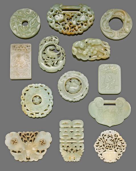 Appraisal: A group of fifteen nephrite decorations th Century and Later