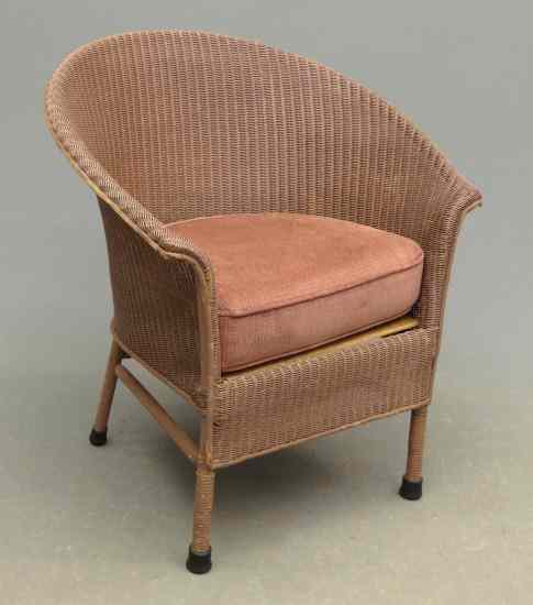 Appraisal: Vintage wicker chair in brown paint '' Overall Ht