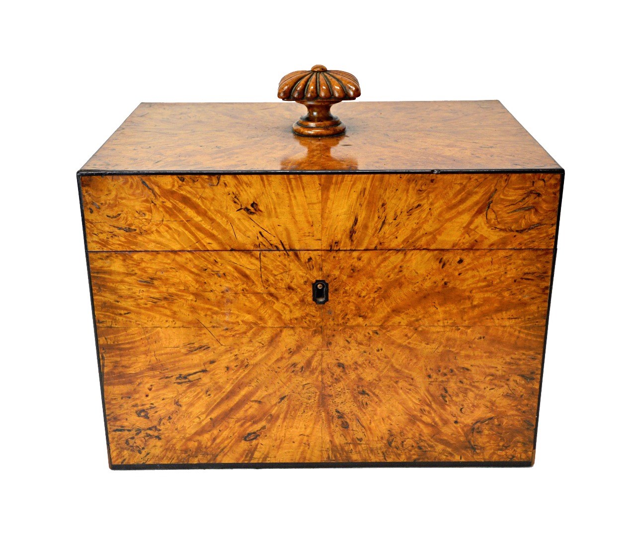 Appraisal: A th century satinwood decanter box the rectangular lid revealing