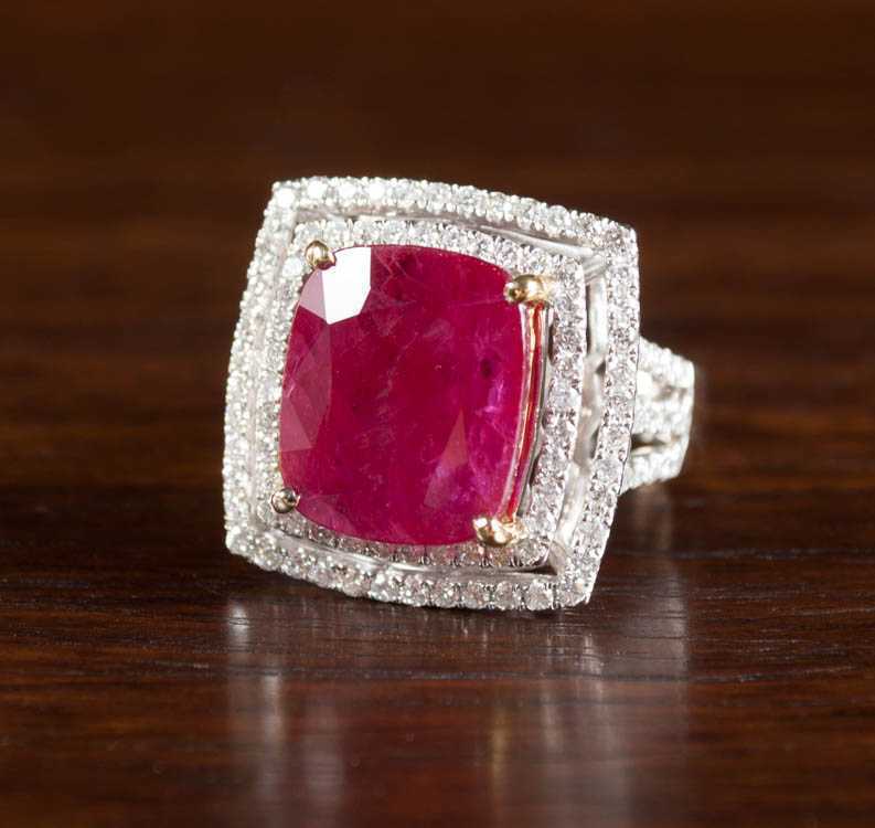 Appraisal: RUBY DIAMOND AND FOURTEEN KARAT GOLD RING The white and