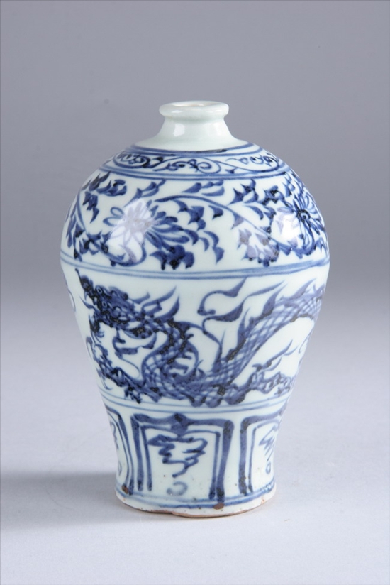 Appraisal: CHINESE BLUE AND WHITE PORCELAIN MEIPING Ming Dynasty style Dragon