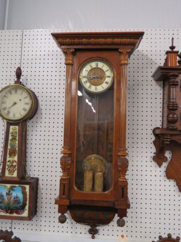 Appraisal: Vienna Regulator Type Wall Clock th century double weight tall