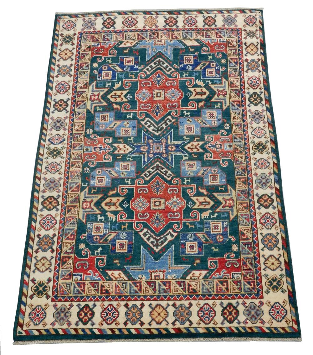 Appraisal: RUG Uzbek Lesghi Kazak carpet ' x ' hand-woven wool