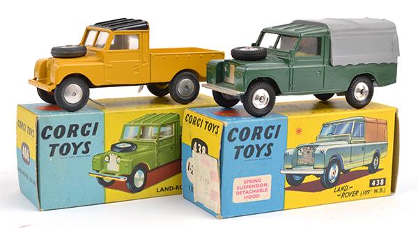 Appraisal: TWO CORGI LAND ROVERS INCLUDING YELLOW AND BLACK AND GREEN