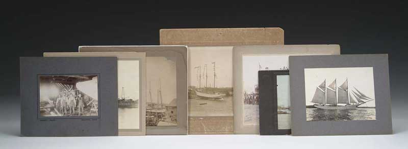 Appraisal: SEVEN LARGE VINTAGE PHOTOGRAPHS OF SHIPS Most on original boards