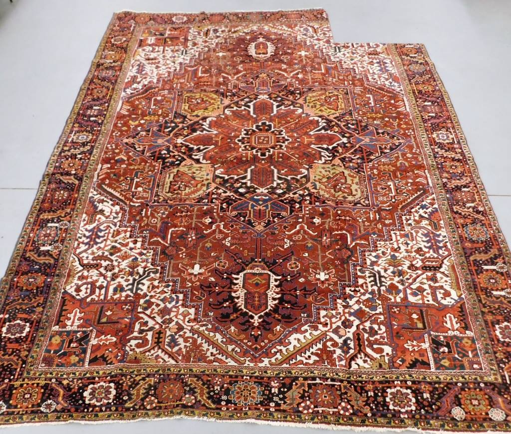 Appraisal: LG HERIZ OVER SIZE RUG Middle East th Century Red