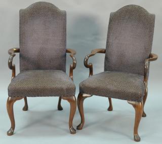 Appraisal: Pair of Queen Anne style armchairs Pair of Queen Anne