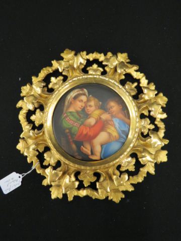 Appraisal: Painting on Porcelain Plaque Raphael's Madonna diameter plaque in elaborate