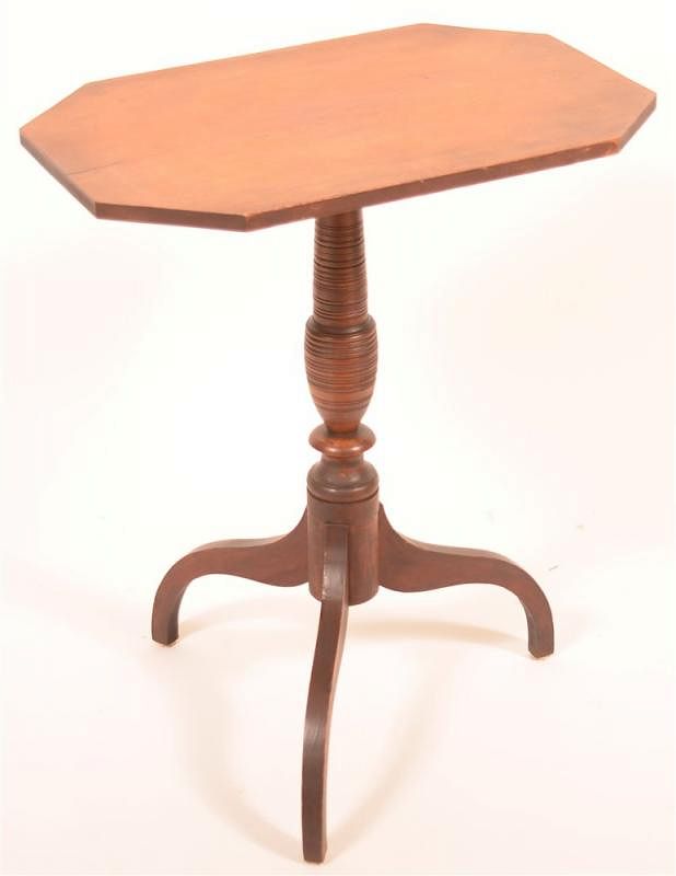 Appraisal: American Federal Cherry Tilt Top Candle Stand American Federal Cherry