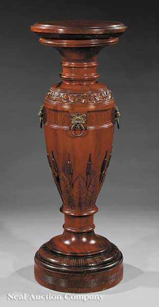 Appraisal: A Fine American Aesthetic Carved Cherrywood Revolving Pedestal c probably