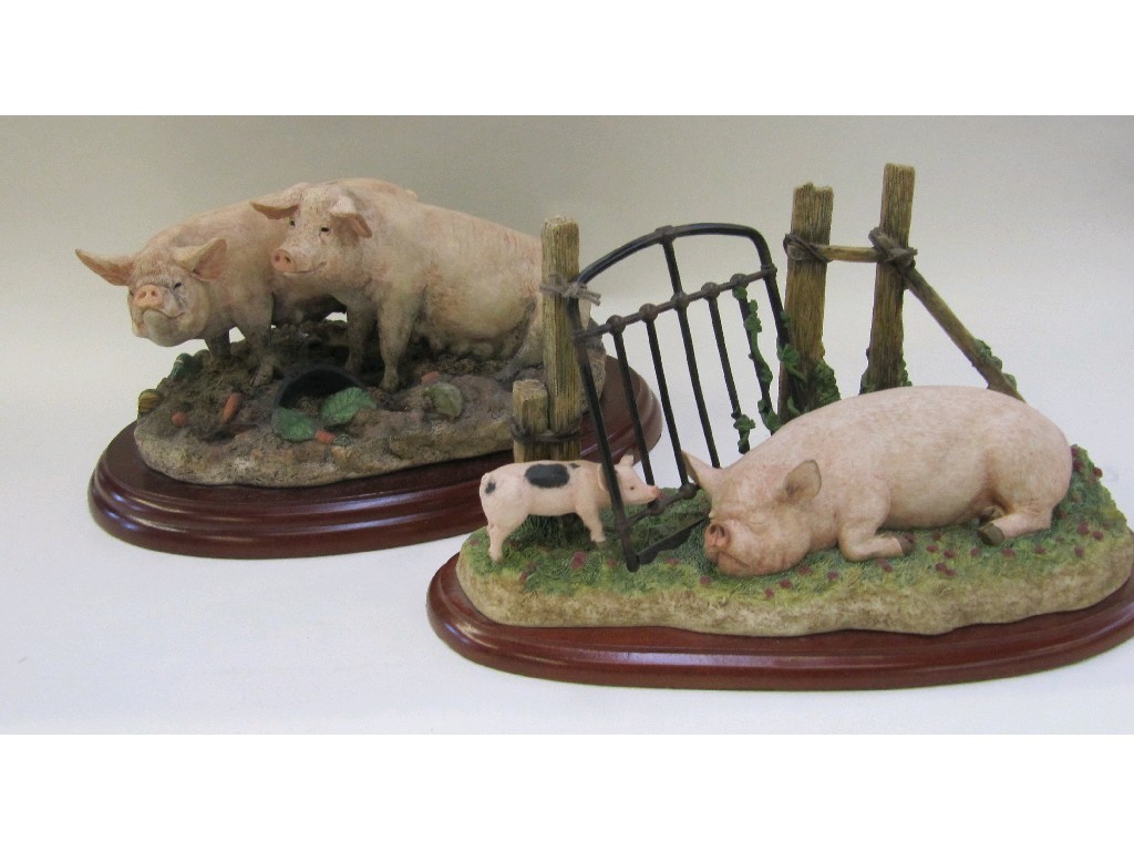 Appraisal: Two Border Fine Arts figure groups of pigs to include