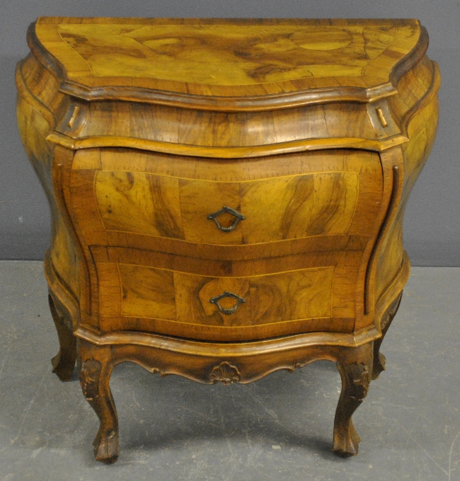 Appraisal: - Italian style Bombay form diminutive olive wood chest h