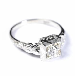 Appraisal: k and Diamond Deco Ring k white gold and diamond