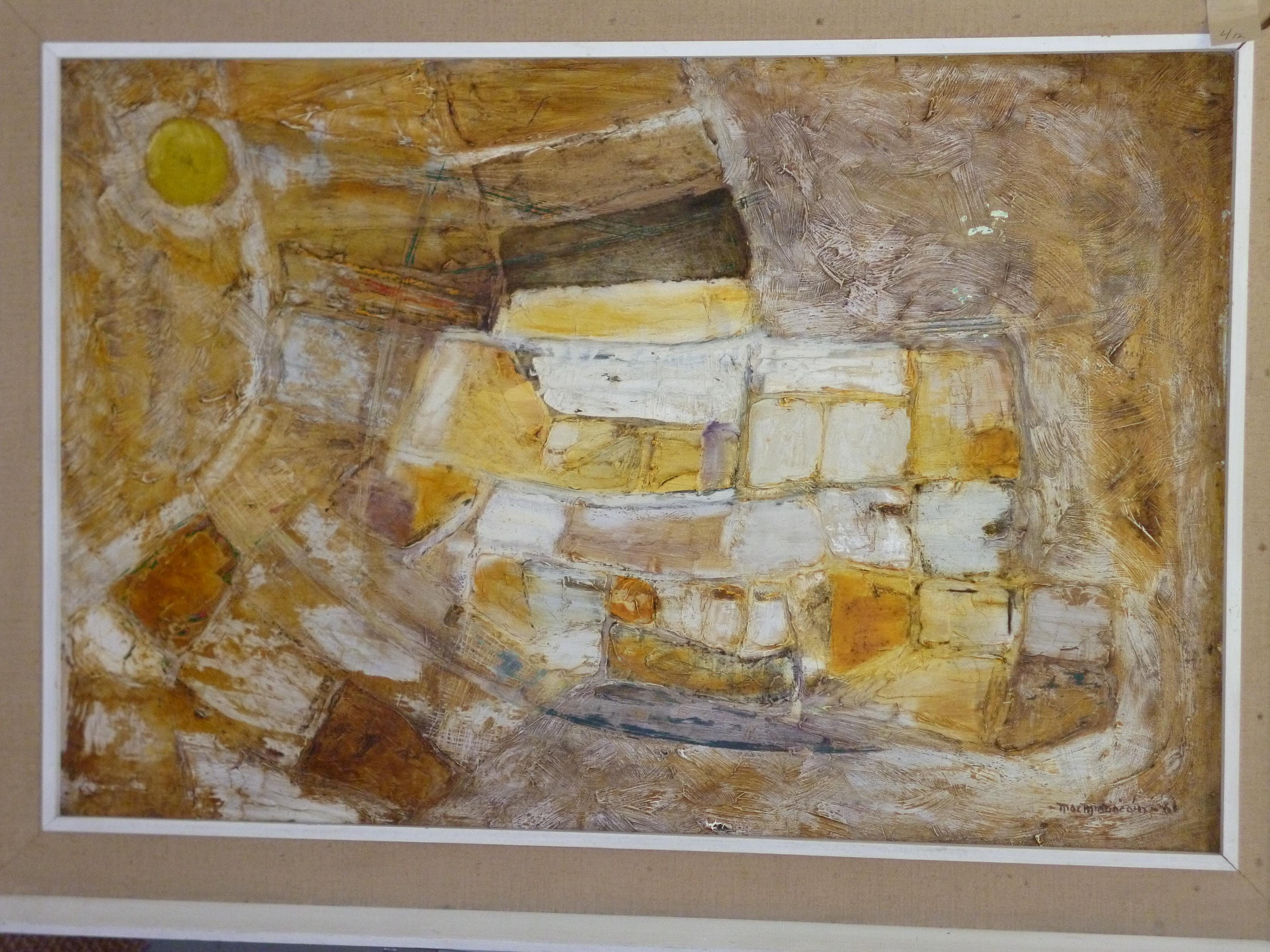 Appraisal: PADRAIG MACMIADACHTAIN Irish - Abstract oil on board signed and