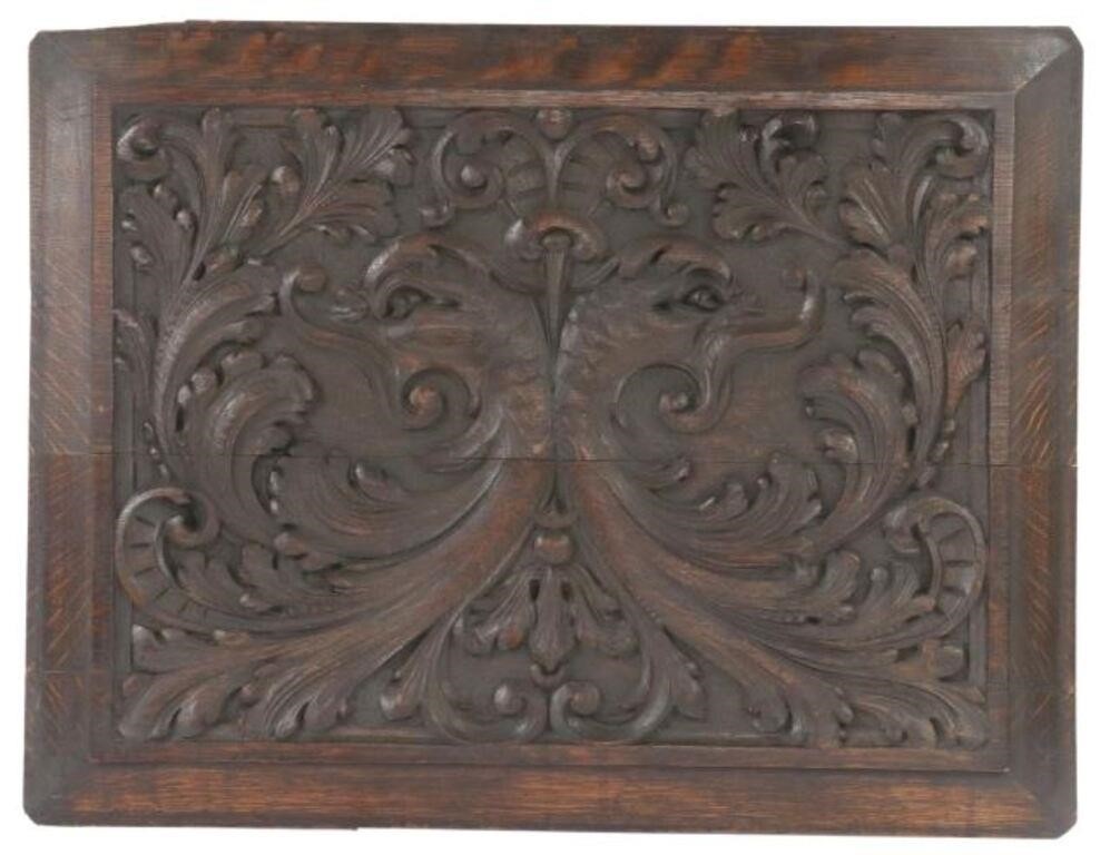 Appraisal: French Baroque style carved oak architectural panel th c two