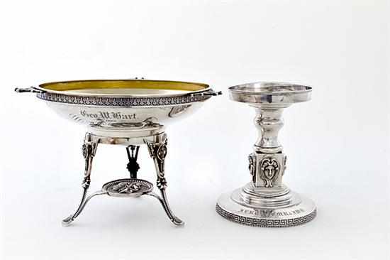 Appraisal: Wood Hughes sterling medallion-decorated compote and pedestal New York dated