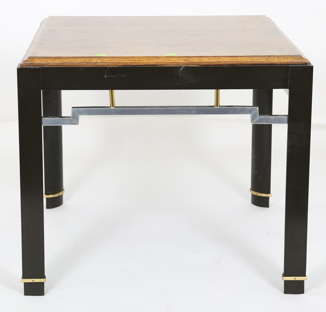 Appraisal: Metal and wood contemporary table