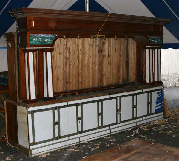 Appraisal: Large pharmacy soda fountain bar back with stained glass inserts