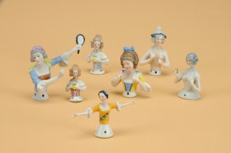 Appraisal: Lot Seven Half Doll Ladies Germany ca seven glazed pin