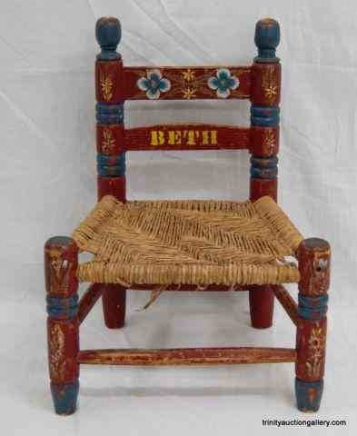 Appraisal: Vintage Wood Rush Bottom Seat Child's ChairFrom an estate is