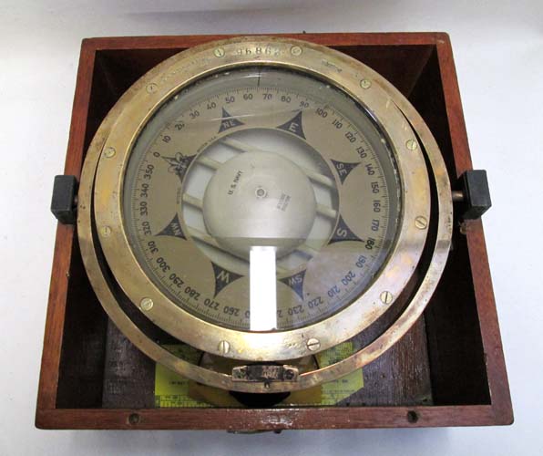 Appraisal: U S NAVY COMPASS IN WOOD CASE E S Ritchie