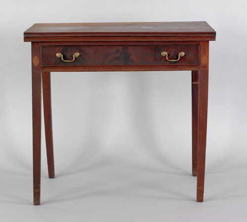 Appraisal: Pennsylvania Federal mahogany card table ca with a single drawer