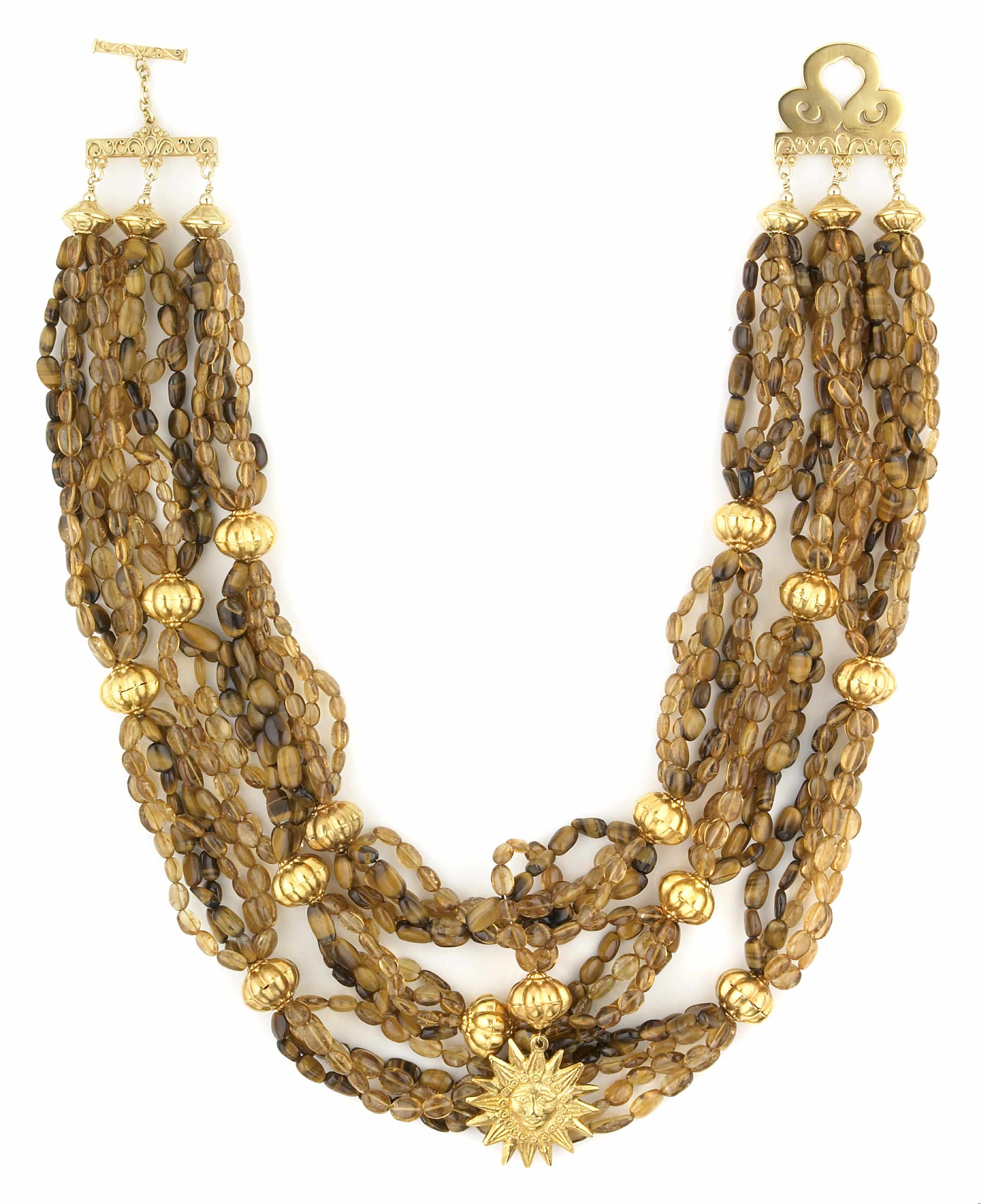 Appraisal: Tony Duquette American - sA citrine tigerseye gold bead and